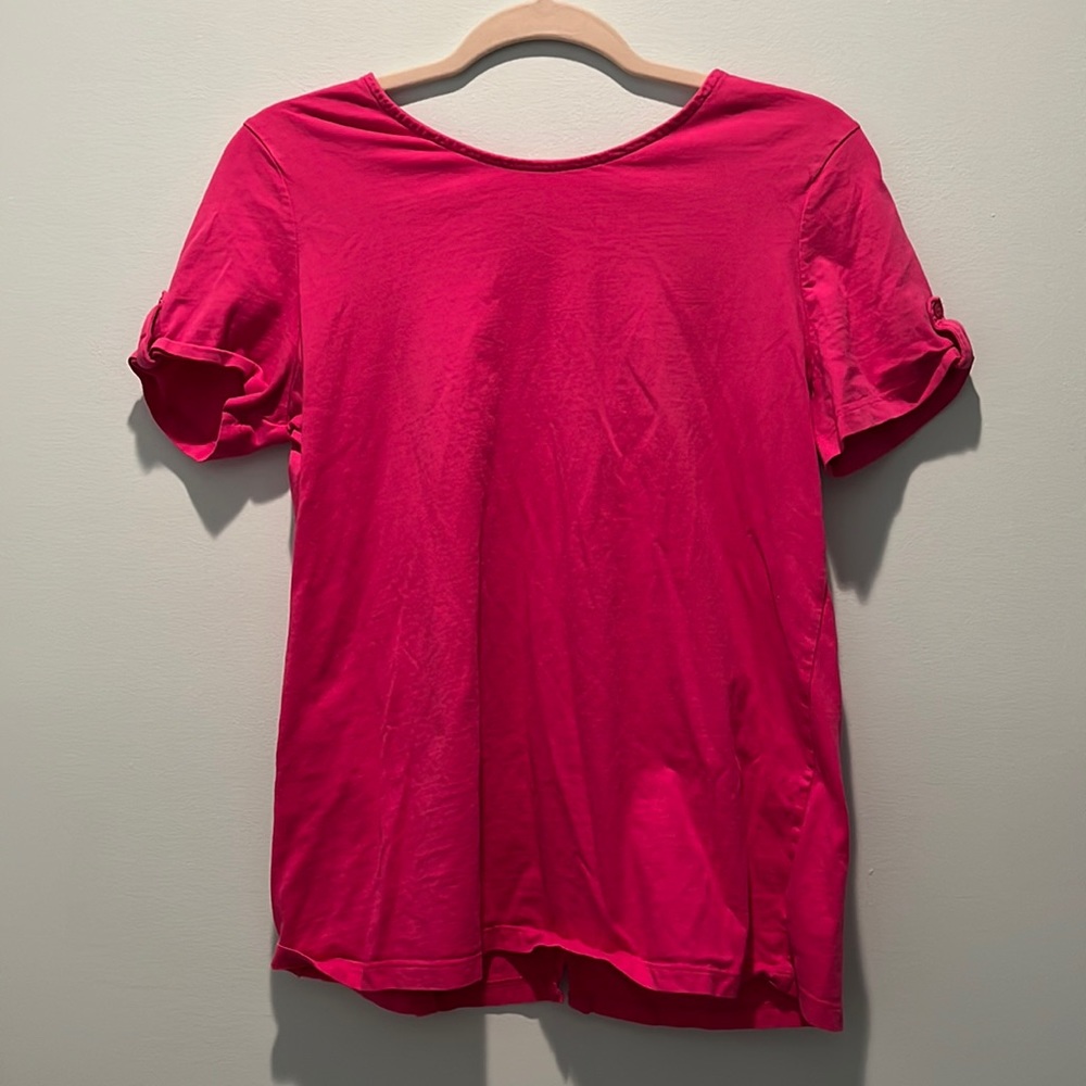 Kim Rogers pink short sleeve shirt